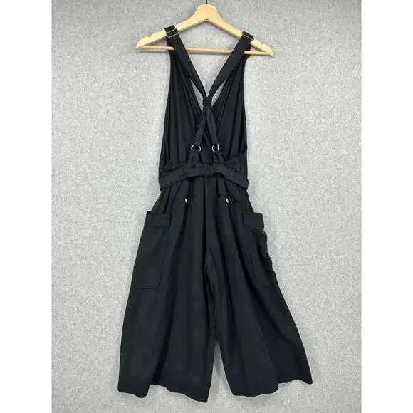 Elevenses Jumpsuit Womens 2 Black Anthropologie Sable Romper Cropped Wide Leg - Picture 6 of 11